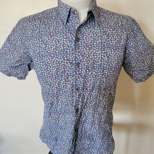 Zachary Prell Floral Multicolor Short Sleeve Button Down Shirt